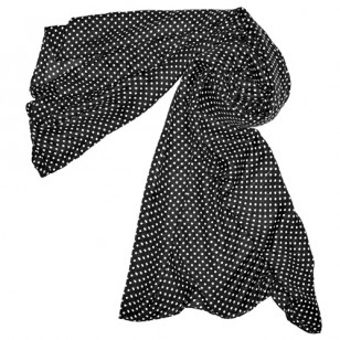 Foulard mixto algodón /modal estampado,tacto suave, tamaño100 X 180 cms,negro toposblancos